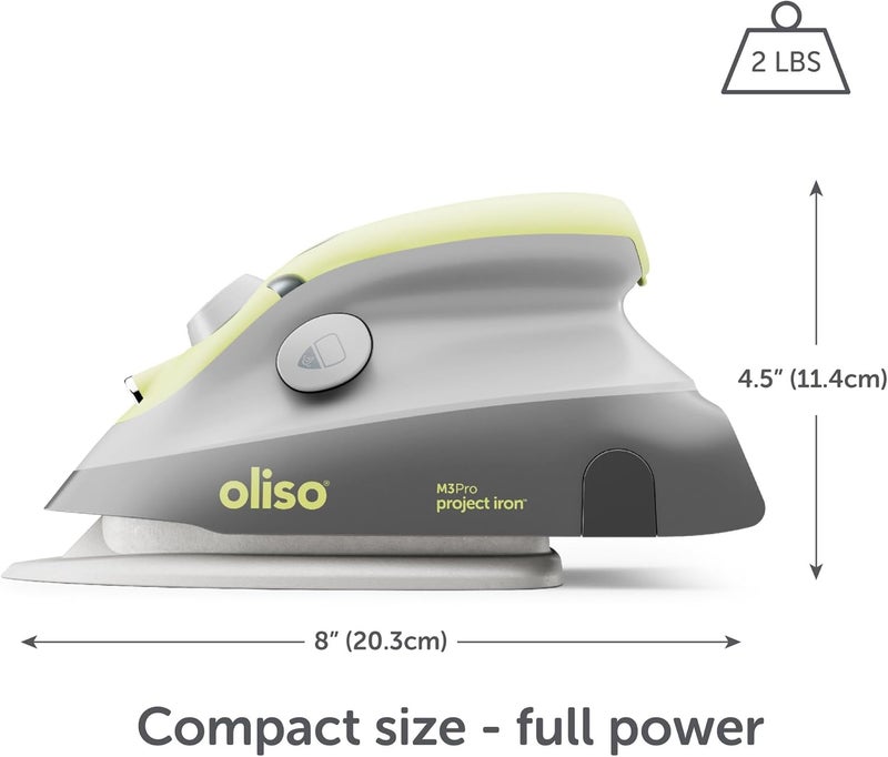 Oliso M3Pro Project Steam Iron with Solemate – 1000W Ceramic Soleplate Iron and LED Light for Sewing, Quilting, Crafting, and Travel – Pistachio - Image 2